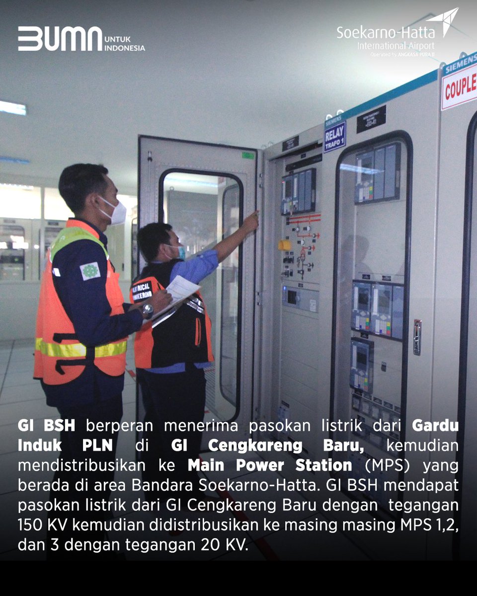 soettaairport's tweet photo. Hallo #SobatCGK kalian tau ga sih kalau Bandara paling sibuk di Indonesia ini, punya Gardu Induk sendiri lho. Dan baru Bandara Internasional Soekarno-Hatta yang menggunakan Gardu Induk atau sering disebut GI BSH.
#InfoCGK
@AngkasaPura_2
@contactap2 https://t.co/JslO1SamUs