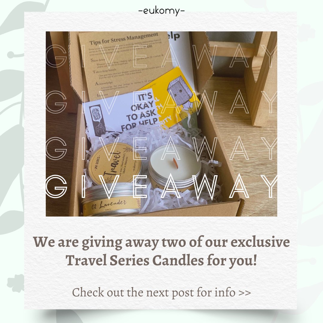 eukomy's tweet photo. But hey, no worries! You still have the chance to receive our #eukomycares this month!

Head over to our IG (@eukomy) 
to win your chance to receive two of our exclusive Travel Series Candles and monthly freebies❤️

#mentalhealthmatters https://t.co/P3nlXfwCMl