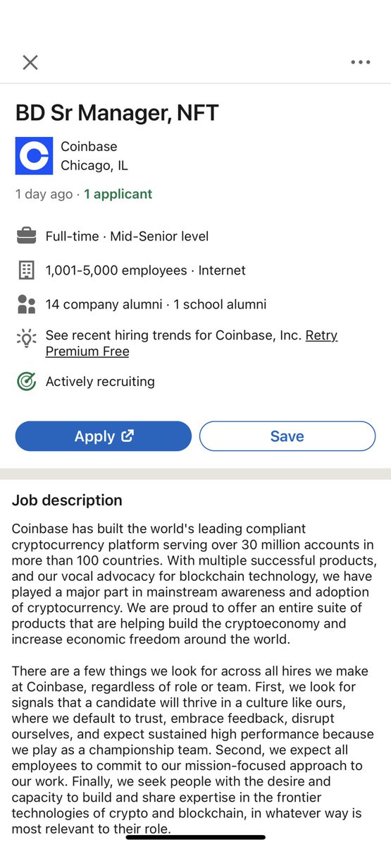 Looks like Coinbase is starting to build out their #NFT team