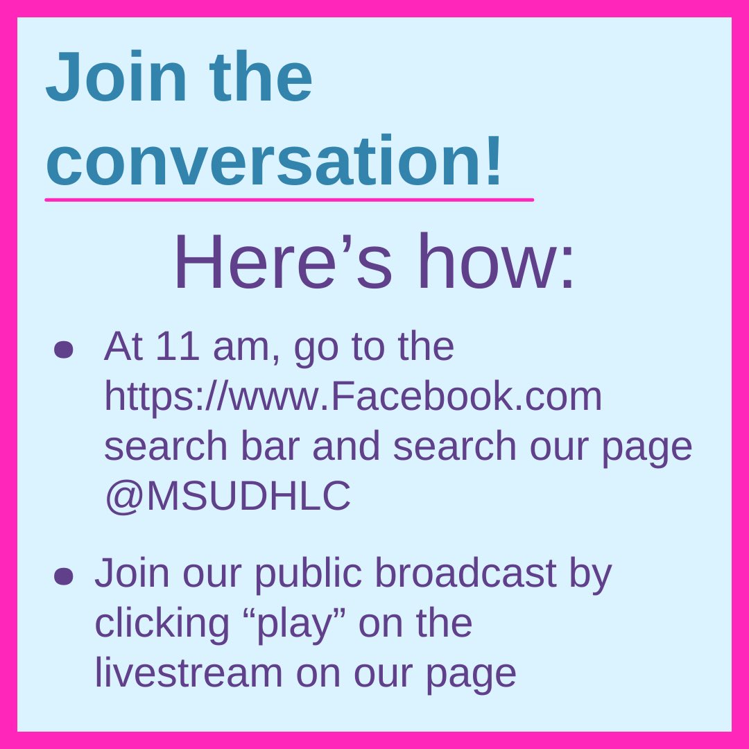 CognitiveDH's tweet photo. Today at 11 am, you can listen in on our conversation with Cody Mejeur! To watch, go to https://t.co/civr9wYLHR and search @ MSUDHLC in the search bar to find our page, where you should see our public broadcast in progress &amp; have the option to play the livestream. See you there! https://t.co/EFV2YakVdC