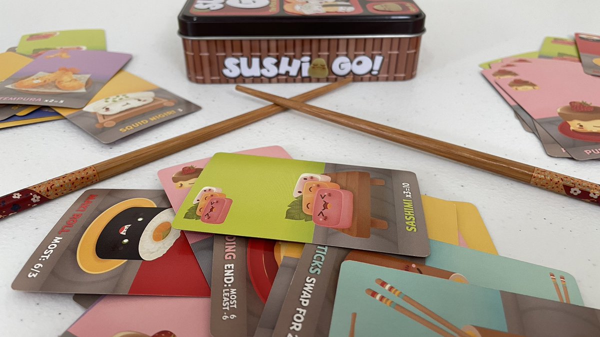 MeepleVillage's tweet photo. Makes me hungry #sushigo #boardgames #drafting #draftinggames #cardgames #sushi https://t.co/tt3Wn0ZtiI