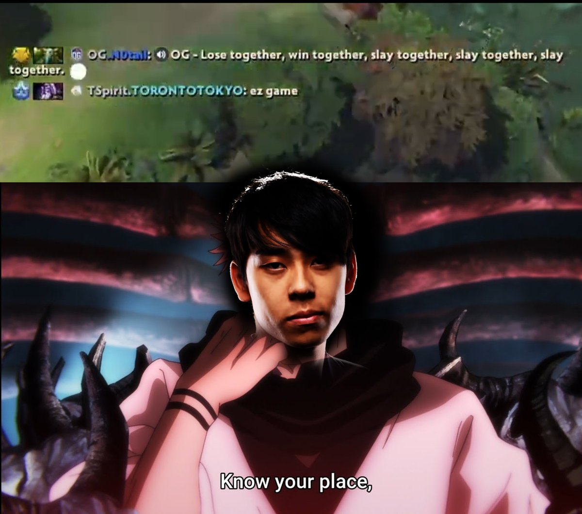 Taapsz's tweet image. "Know your place" @OGesports @anadota99 @OGesports  #Ana #TeamSpirit #TI10