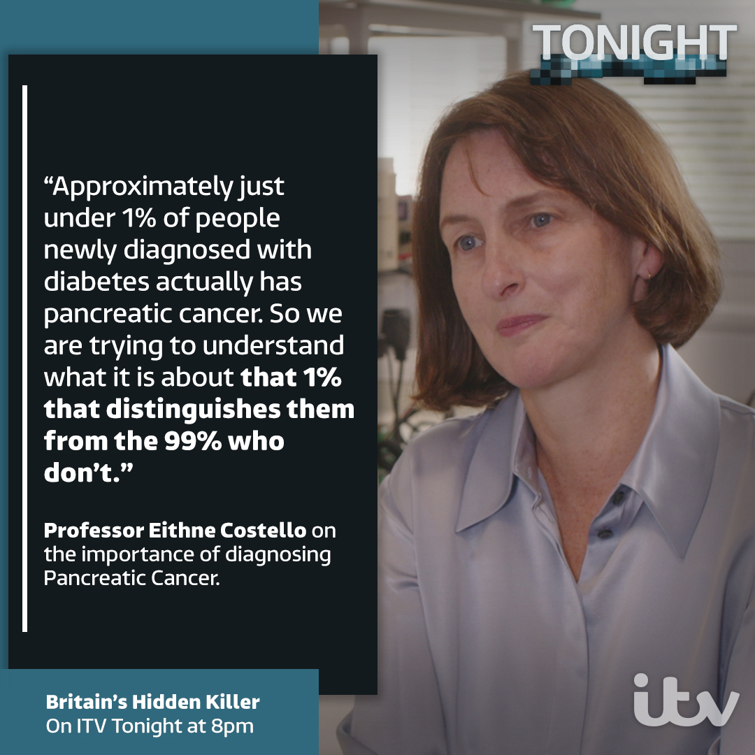 Professor Eithne Costello from @LivUni on the link between Type 2 Diabetes and Pancreatic Cancer #ITVTonight at 8pm.
