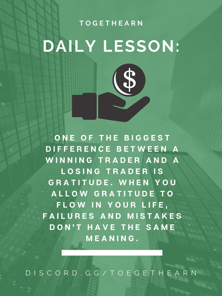 togethearn's tweet photo. Daily Lesson:

One of the biggest difference between a winning trader and a losing trader is gratitude. when you allow gratitude to flow in your life, failures and mistakes don’t have the same meaning.

#stocks #stockmarket #trading #investing #daytrading #dailylesson #togethearn https://t.co/n0q74YyrHh