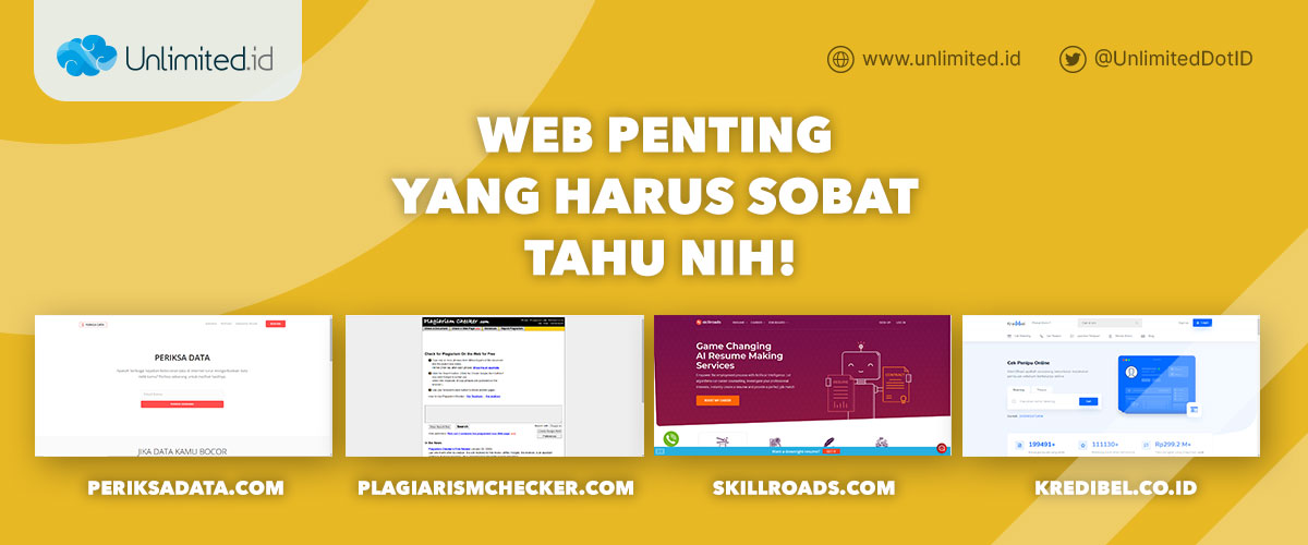 UnlimitedDotID's tweet image. Sobat udah pernah akses website-website ini belum? Atau ada rekmendasi lainnya nih? Share yukk😉

#SobatUnlimited #tipswebsite #website #Unlimiteddotid #Webhosting #websitedesign #websitedevelopment #websitedesigner #rekomendasiweb