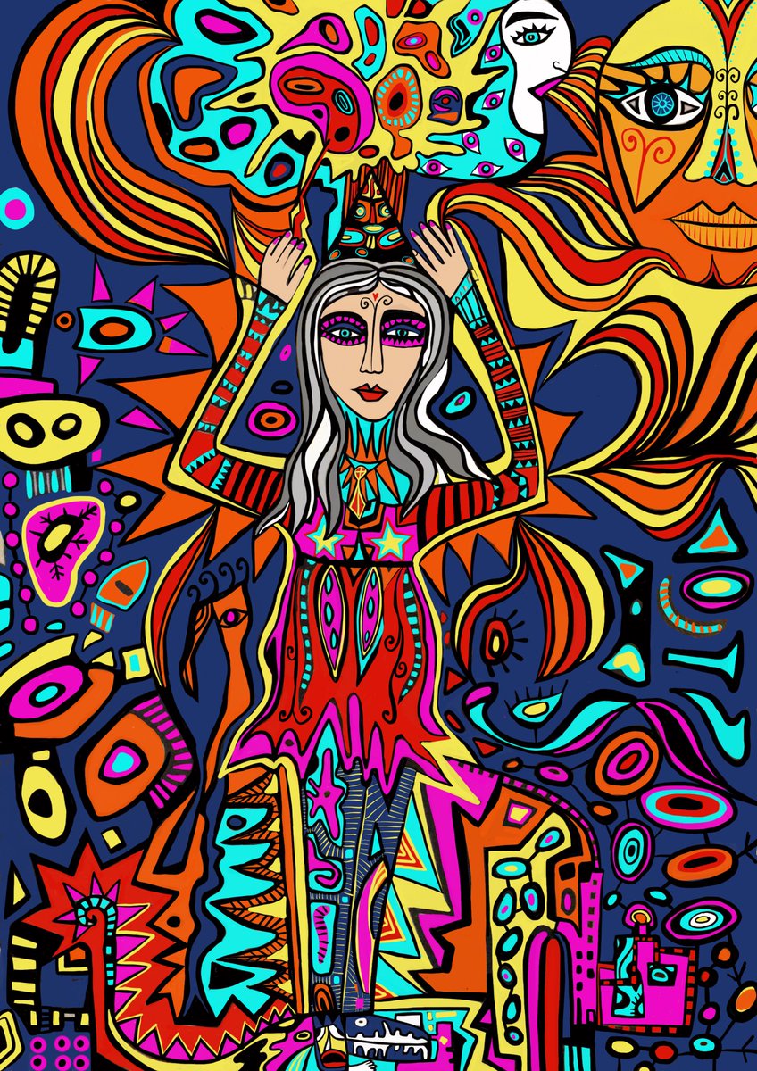 pinkgribble51's tweet photo. You can do magic. Just cut her shoes off, shame because they are fab. Reworked a very old drawing. #magic #NEON #patterns #print #witchy #Doodles #PositiveVibes #colourmagic https://t.co/HLgzoPqG2w