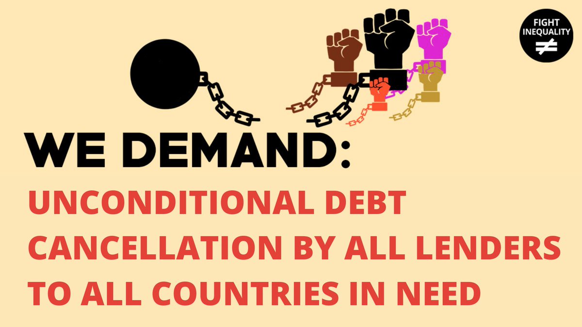 FightInequality's tweet photo. .@IMFNews @Worldbank #G20 Your response to the debt crisis faced by the Global South is not working for people. We demand unconditional debt cancellation by all lenders to all countries in need. #CancelTheDebt #FightInequality https://t.co/i51ZArPLuK