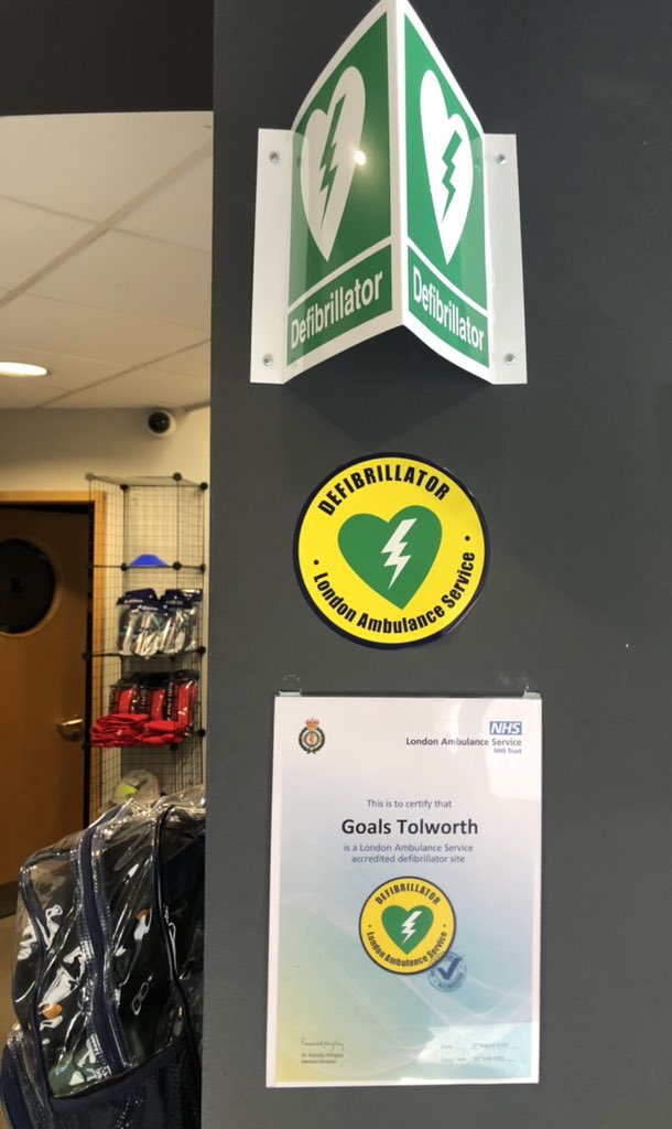 Lynsey (@misslyns27) on Twitter photo Not only are <a href="/goals_tolworth/">Goals Tolworth</a> kindly hosting us tomorrow for #RestartAHeart day, they are also a <a href="/Ldn_Ambulance/">London Ambulance Service</a> accredited defibrillator site and proudly display their certificate in their reception #CPR #AED #Defibrillator #SaveALife #football #goals #teamwork Not only are <a href="/goals_tolworth/">Goals Tolworth</a> kindly hosting us tomorrow for #RestartAHeart day, they are also a <a href="/Ldn_Ambulance/">London Ambulance Service</a> accredited defibrillator site and proudly display their certificate in their reception #CPR #AED #Defibrillator #SaveALife #football #goals #teamwork