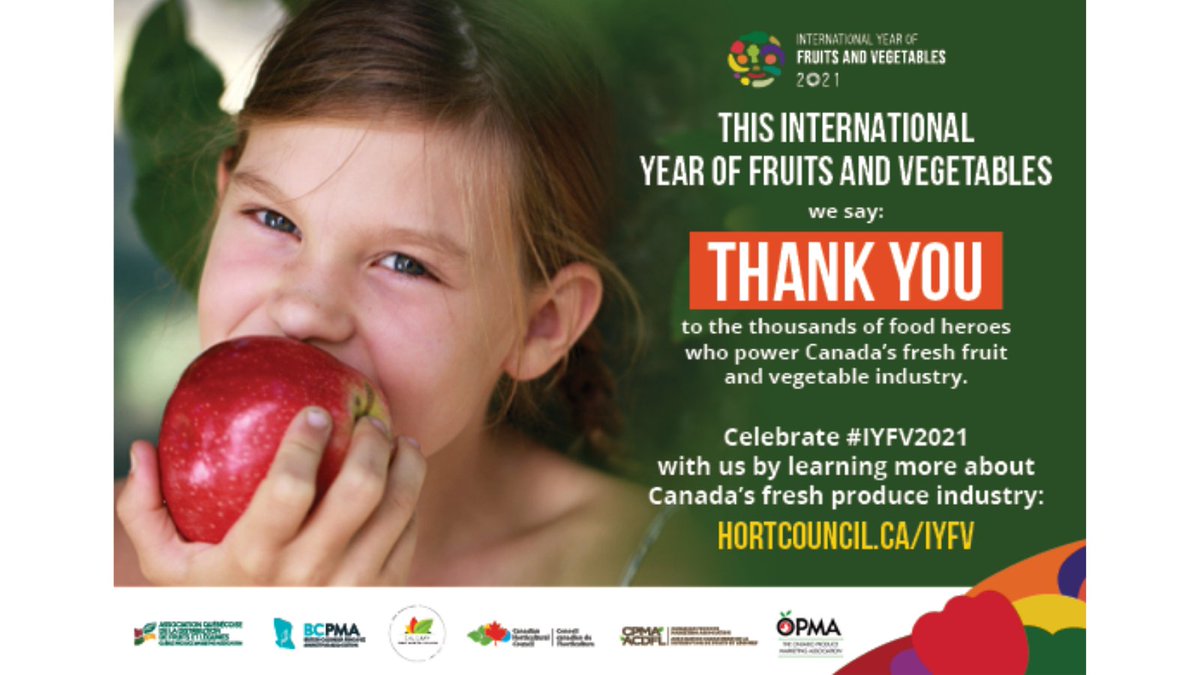 ONTProduce's tweet photo. Did you know that Canadians consume more than 50 billion servings of fresh produce annually? Thank you to our food heroes who power our fresh fruit and vegetable industry. Learn more: https://t.co/aqM3W9jBat. #CelebrateFresh #IYFV2021 #WFVD
@CPMA @Aqdfl_Qpma @CalgaryPMA @CHC_CCH https://t.co/rOOVlXK9rF