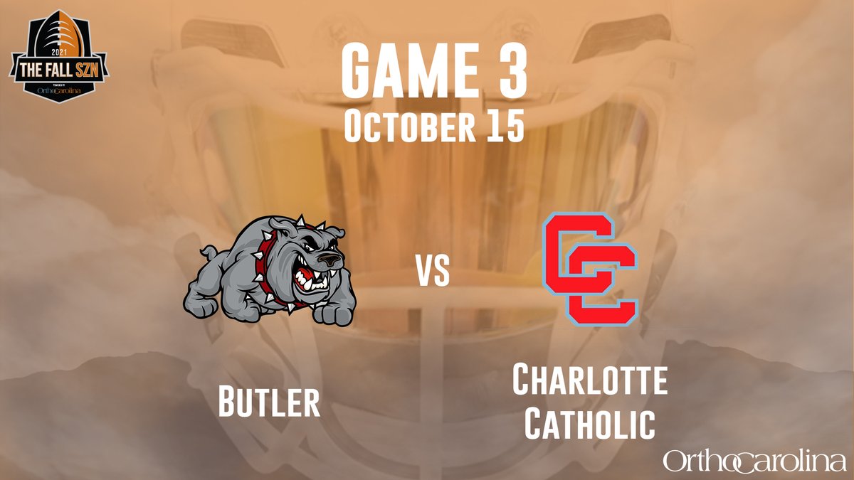 clt_rivalseries's tweet photo. ‼️ GAMEDAY ‼️

Game 3 of the Fall SZN powered by @OrthoCarolina is tonight!

🏈@butlerbulldogs vs @Catholic_FB 
 ⏲️7:00 PM
💻https://t.co/PllfSef4bb (Free) https://t.co/ZiAh5wVgrA