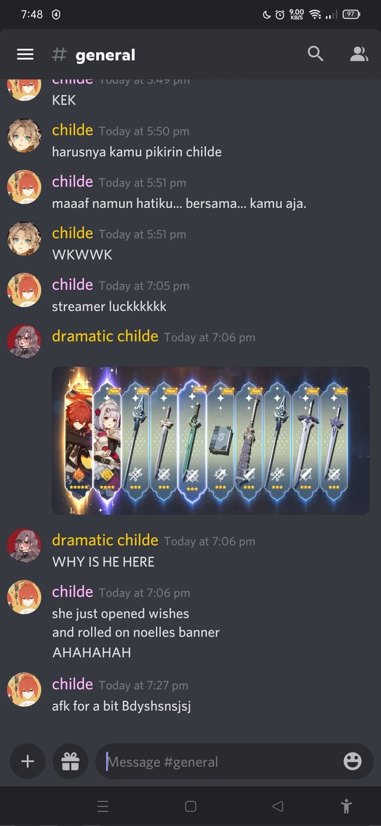 THEUNRLY's tweet photo. // She started EU server and rolled just as soon as her wishing system was unlocked.

We were streaming. https://t.co/8sp9mFWqpK