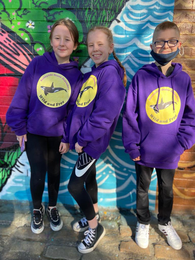 Net4406's tweet photo. @SunnysidePri  Some of our Ocean Defenders checking out the progress of their designs @SWG3glasgow #COP26 Can’t wait to see the finished result https://t.co/BXWqcsohdq
