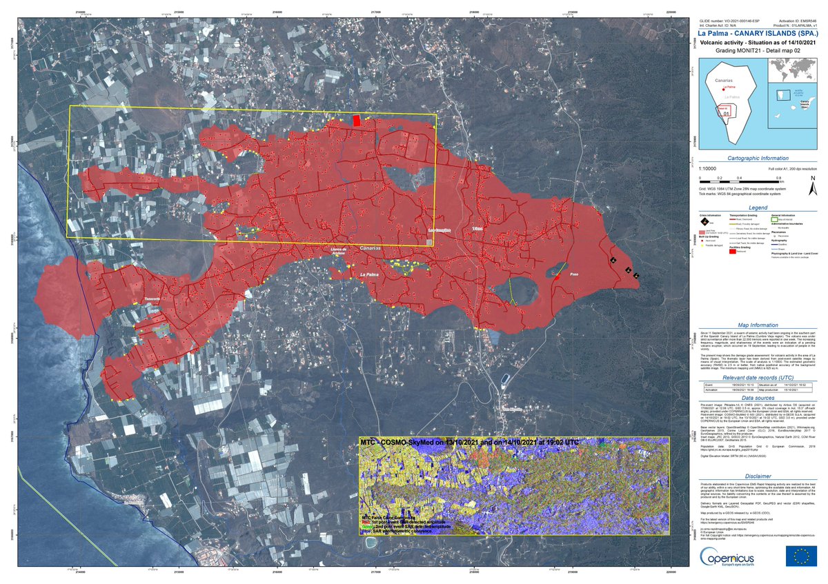 ℹ️Copernicus Emergency Management Service in #LaPalma 🌋🛰️

▶️[EMSR546] La Palma: Grading Product, Monitoring 21.

 🗓️Published: 2021-10-15 12:24 (UTC)