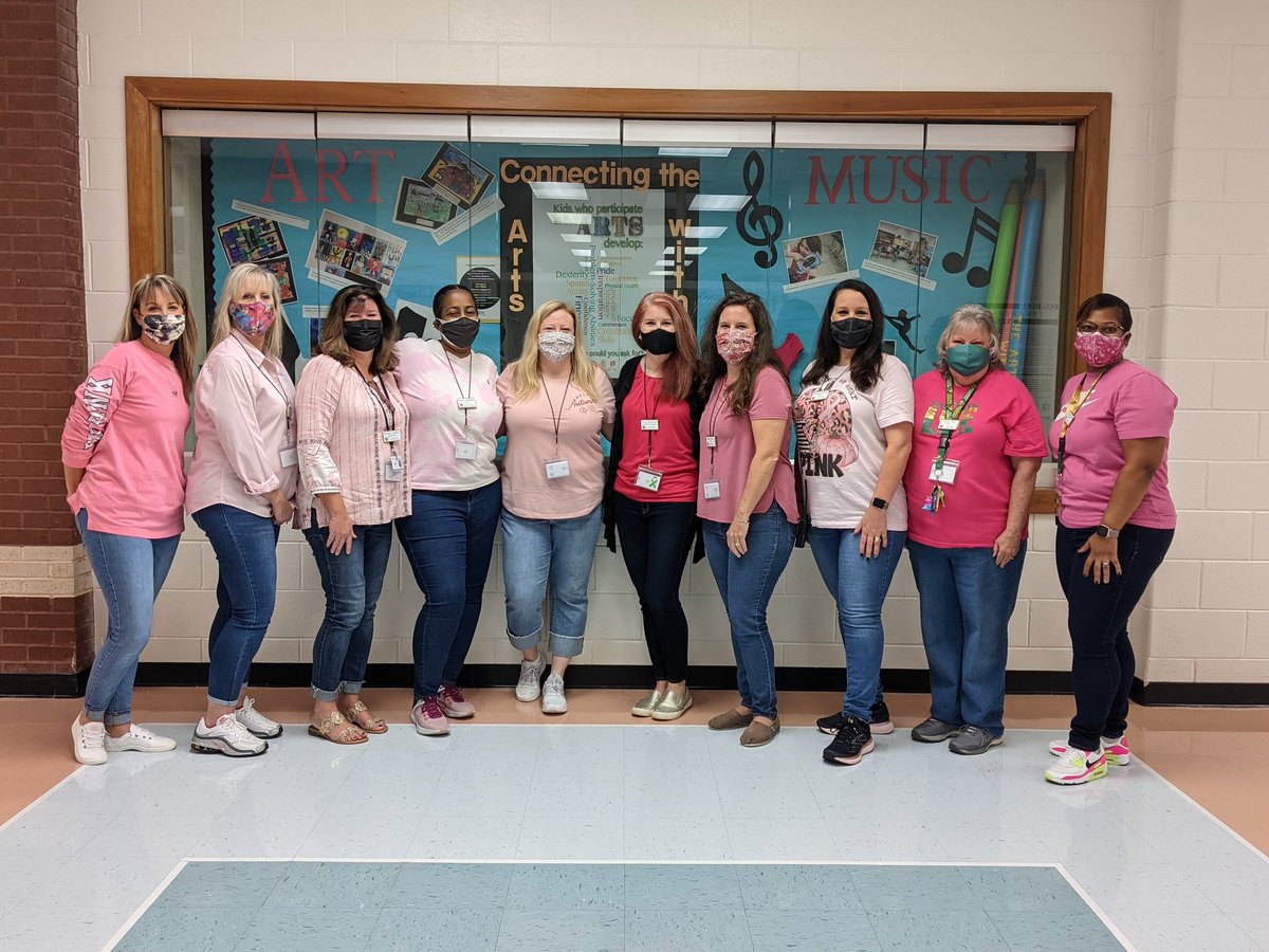MickiFoster's tweet photo. Office crew @NHE_HCS went pink for Breast Cancer Awareness! #bestteamoutthere https://t.co/GOkrMKddbd
