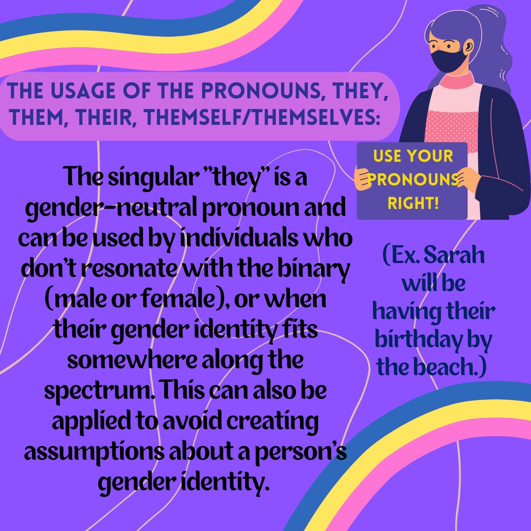 ProjectRipplePH's tweet photo. "How do I address my non-binary (nb or enby) friends?"

Great question! Here is how and why we use they/them pronouns. However, the best way to know is to simply ask your friend how they want to be addressed as there are other pronouns that individuals can identify with. https://t.co/EjAl0jhcPl