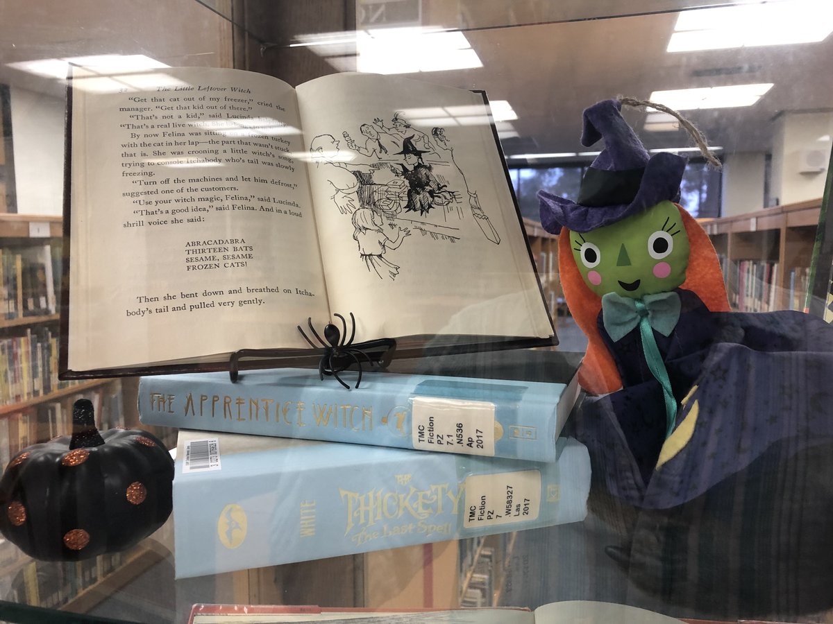 MemorialLibTMC's tweet photo. A little Friday Fun for the spooky season... Come to the TMC for a brew of books and cast a spell on your storytimes! #teachingmaterialscenter #sunycortland #memoriallibrary #childrensbooks #halloween https://t.co/lauvwE0y7w