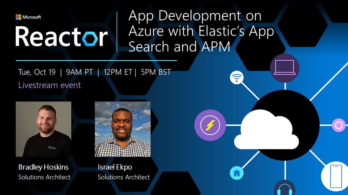 elastic's tweet image. Check out our @MSFTReactor session on Oct 19! Learn how to easily build, deploy, and monitor great search experiences with #ElasticCloud on #Azure. Register here → go.es.io/3AAELtT