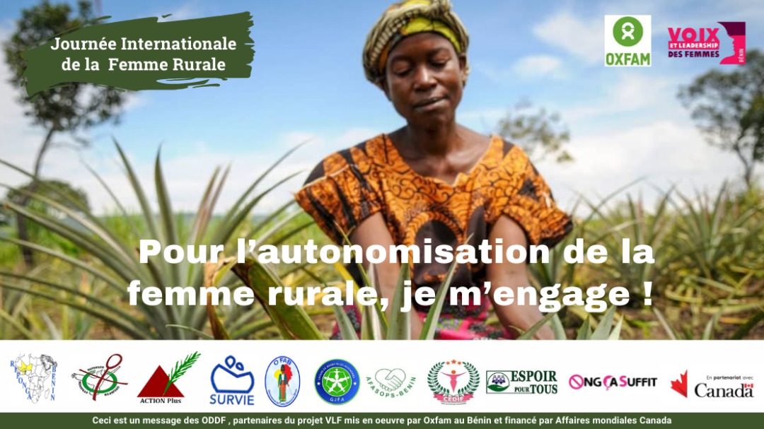 En cette journée internationale de la femme rurale oeuvrons tous pour l'autonomisation de la femme rurale .#JIFI2021 #VLF229🇧🇯🇨🇦