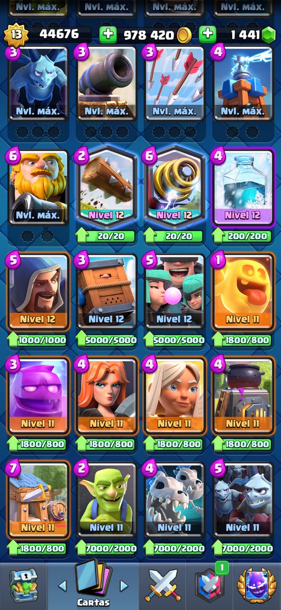 Acc en Venta. 💸💸 (Ya no la jugaré)
Buen precio. 💲
Comunes y especiales listas para maxear.
Muchas épicas y algunas legendarias para maxear.
Casi un millón de oro. 
Más de 1400 gemas.
Solo gente interesada por favor. Trato serio. RT Please