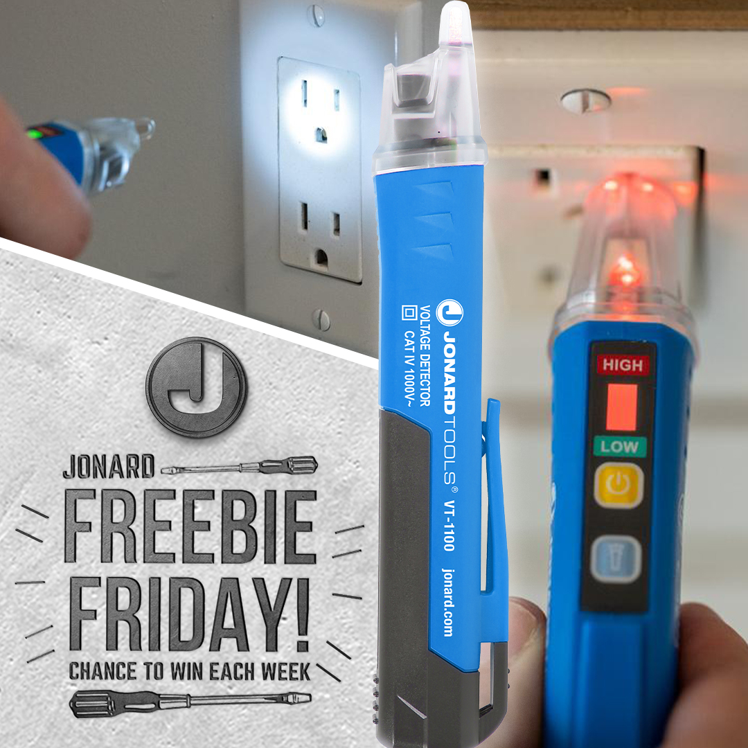 #FreebieFriday

Enter to win the #JonardTools Non-Contact Dual Range Voltage Detector Pen (VT-1100)!

Enter:
1️⃣ Like us on Twitter!
2️⃣ Like our Freebie Friday post
3️⃣ Retweet our post

Winner to be announced on Oct. 21

#Jonard #SafeTools #keepthemsafe #testequipment #Electrician