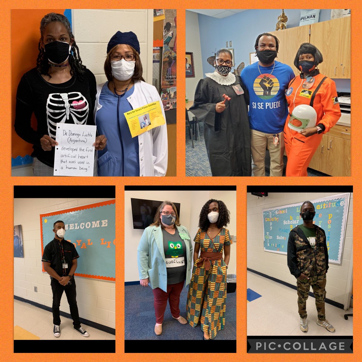bbolden19's tweet photo. The Celebration of Hispanic Heritage SPIRIT Week continues at JLIA!🧡💙Supreme Court Justice Sonia Sotomayor, Ellen Ochoa, Caesar Chávez, Dr.Domingo Liotta, Dr. Maria del Socorro Flores González, Rico Suave Gerardo, and Luis von Ahn were represented! @DrLisaHerring @JLIAPRIDE https://t.co/S2RBgfTjdE