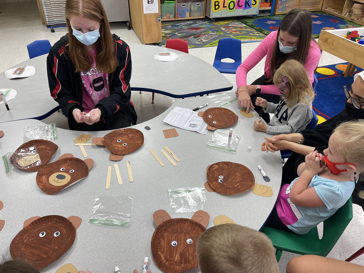 NCHSPreschool's tweet photo. Making a bear art project with Ms Patsy as we work on our adding skills #bebold203 @NCHSOFFICIAL @NCHSRedhawksCTE @Naperville203 https://t.co/btXmb4ExoI