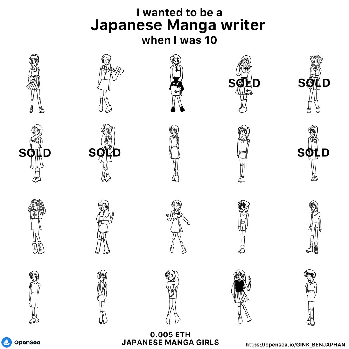 I wanted to be a Japanese Manga writer when I was 10. And when NFT arrived, So I decided to reawaken these cartoon characters that I had drawn in my childhood to be alive again. 🤍😊

0.005 ETH 
💛 opensea.io/collection/man…

#NFT #NFTCollection #NFTCollector #NFTJapan #NFTThailand