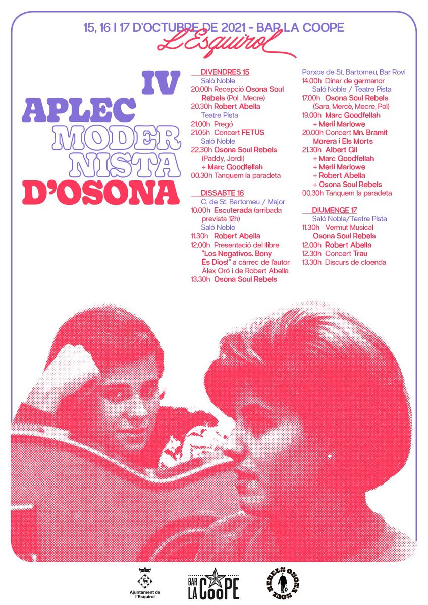 Aquest diumenge toquem al IV Aplec Modernista de L'Esquirol. A les 12:30h, horari de vermut, al Bar La Coope d'aquest poble del preciós Cabrerès!