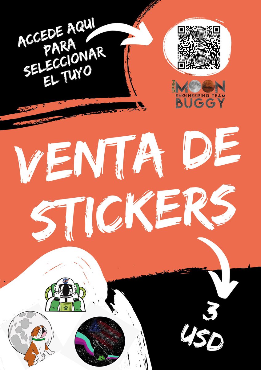 UPRMMET's tweet photo. STICKERS SALE!

The UPRM Moonbuggy is organizing a limited time stickers sale, scan our QR code or click on the link and choose your favorite (or favorites 👀)!

Accepted Payment Methods:
ATH Movil ~ 787-215-6475 (Liz Andrea) 💳
Cash 💵

https://t.co/A2zQ3YngSL https://t.co/YmqQQuupMr