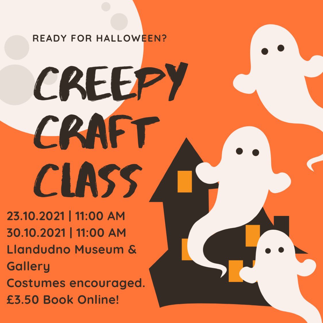 Come down to our Halloween creepy craft class on either 23rd or 30th of October! For more info go to llandudnomuseum.co.uk/2021/10/02/cel… #halloween #halftermactivities #halfterm #creepycraft #museumactivities #monstercraft