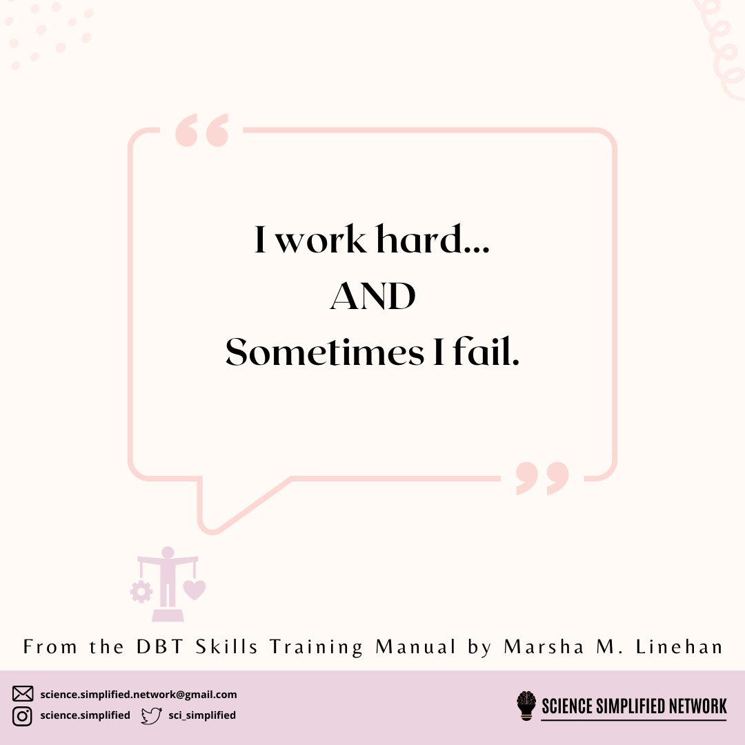 sci_simplified's tweet photo. #DBT emphasizes that opposites coexist. It is important to learn how to #WalkTheMiddlePath between change and acceptance. Here are some #dialectical statements. What are some other examples of ‘and’ statements? #DBTskills https://t.co/sVEHQXTpp9