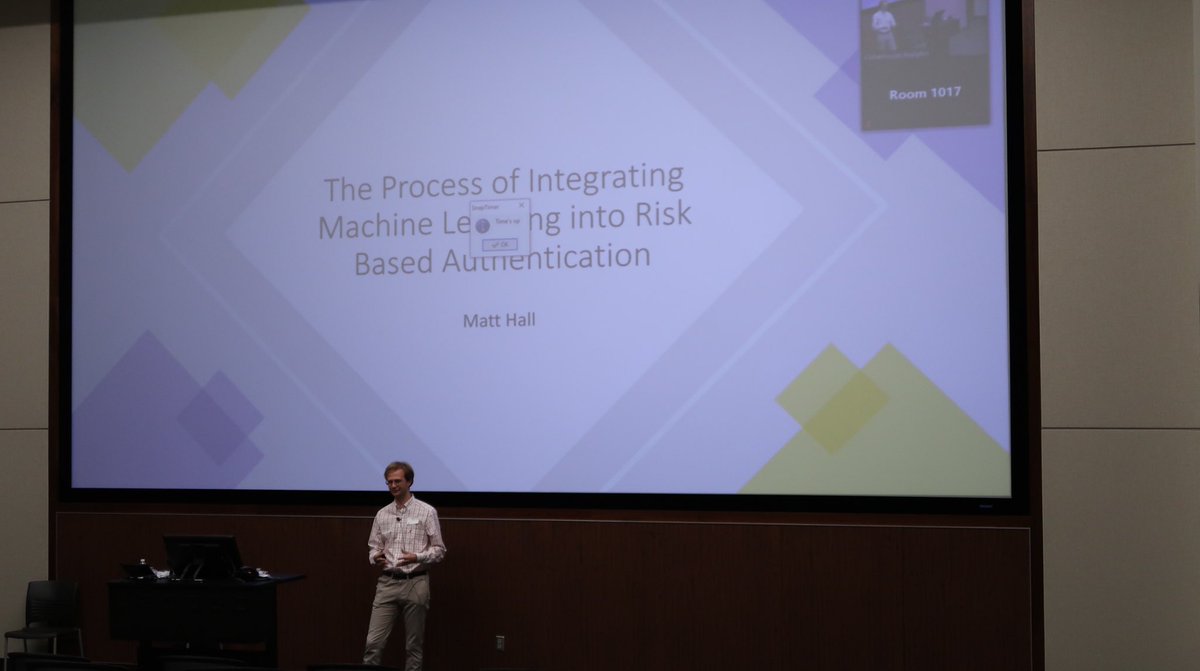 culverhouseua's tweet photo. Matt Hall, data scientist for @USAA, takes the stage to describe the challenges of implementing #machinelearning within a high-stakes environment. #UADayofData https://t.co/I16UWnGoCA