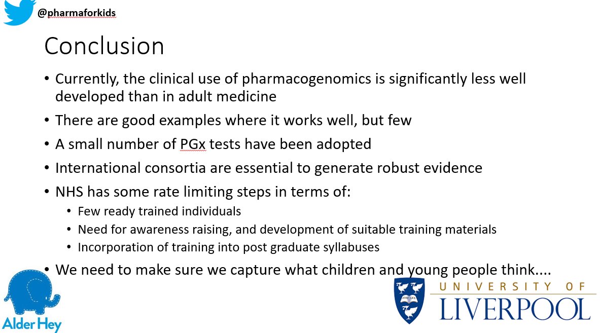 BritPharmSoc's tweet photo. "Why is #Pharmacgenomics in children important? Most drugs, most treatments are based around treating adults, but children are not the same as adults – they produce different molecules at different ages”. Dr Daniel Hawcutt @Pharmaforkids #BPSLive #ClinPharmWeek https://t.co/bvKqHkXtQW