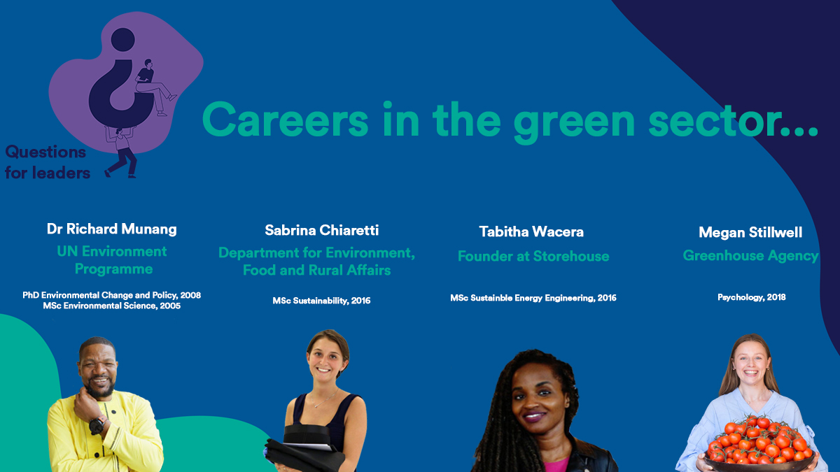 UniOfNottAlumni's tweet photo. Have your 💚 set on a career in the green sector, but not sure where to start?

The next in our #questionsforleaders series focuses on just that!

Pose your questions for our leading alumni in the sector and they will answer them: https://t.co/wBFeYgKUtn https://t.co/Mw4HXXTtjE