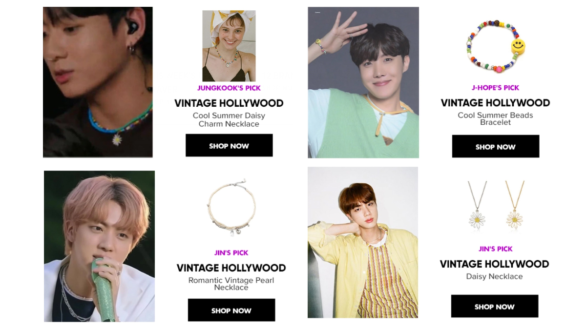 WConcept on X: "Shop all Vintage Hollywood accessories worn by BTS Jungkook, J-Hope &amp; Jin. Link in comment https://t.co/MrdWH4lzBX" / X