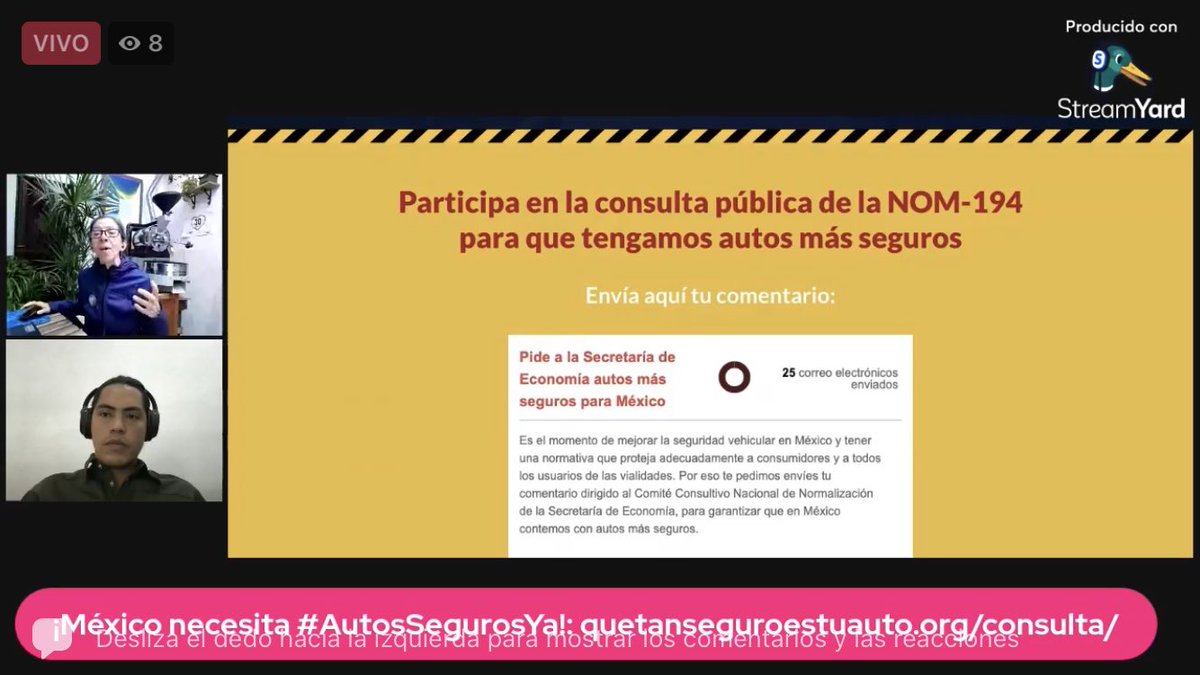 Estamos #EnVivo desde #UnCaféporlaSeguridadVial

Empezamos con cápsulas: Cómo se mueve la #LeyMovilidadSegura y cómo va el proceso de la NOM 194 #vehículosseguros

fb.watch/8Fh0S8z2FU/