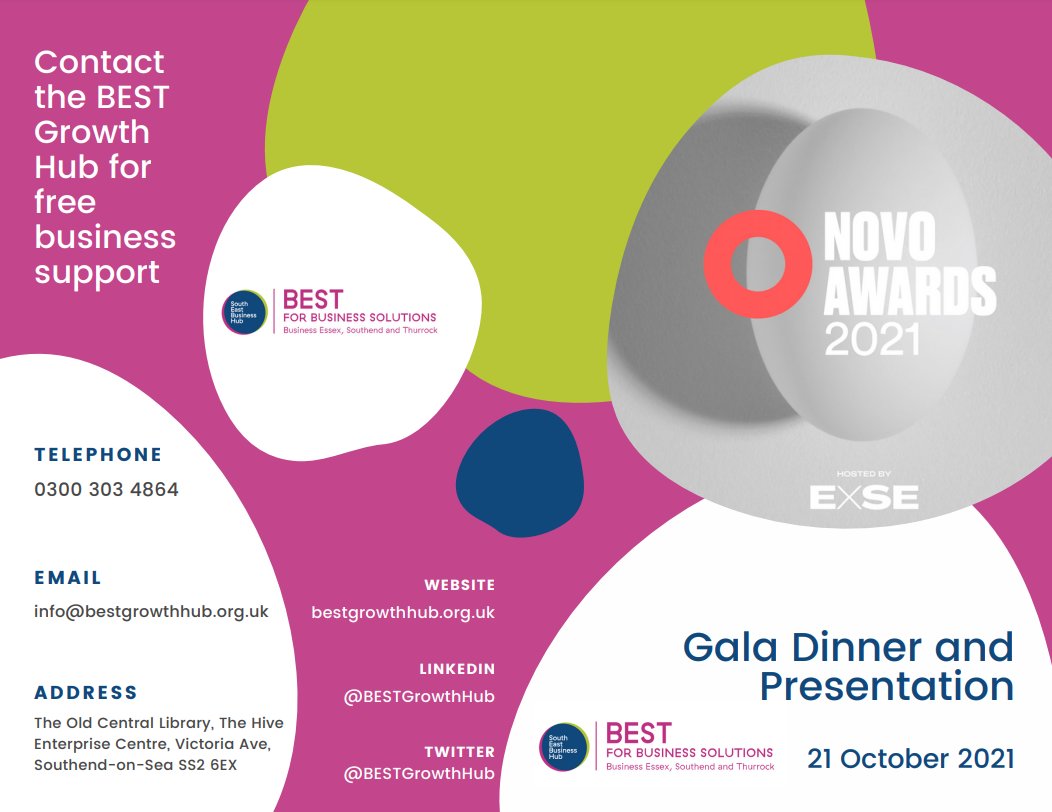 The NOVO Awards are less than a week away!

The commemorative programme is now available for you view at: southeastbusiness.org.uk/app/uploads/si…

Due to popular demand, we have extended the ticket sales until the 19th of October!

Get your tickets here: novoawards.co.uk/tickets-venue/
#NOVO #FOMO