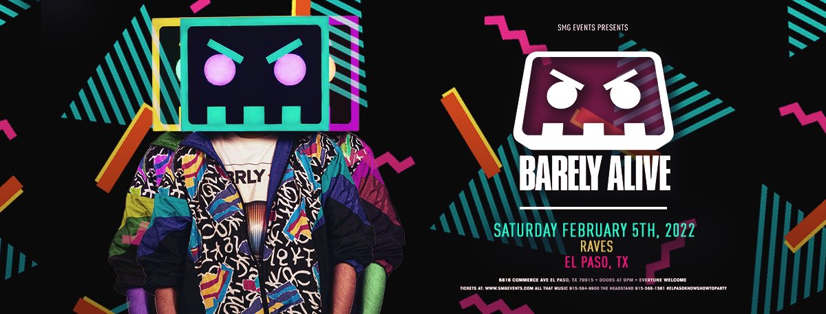 (1/2) It is with the unfortunate news that BARELY ALIVE scheduled for Tonight at RAVES Club will be rescheduled. At this time, Tickets purchased for the original date will automatically transfer to the new date.