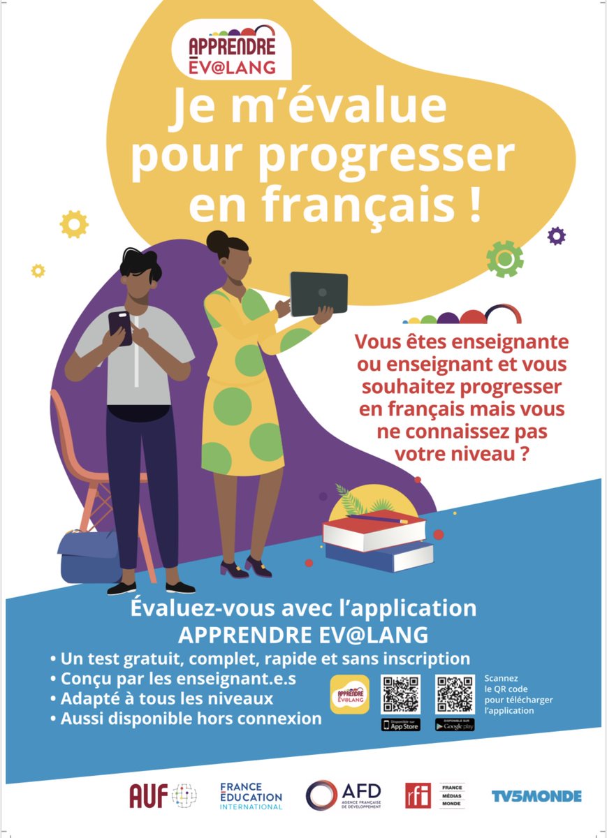 AUF_Caraibe's tweet photo. 🧑‍🏫Êtes-vous un #enseignant ? Voulez-vous situer votre niveau en #français ? Découvrez ce nouveau test de positionnement en langue française, intitulé 𝘼𝙋𝙋𝙍𝙀𝙉𝘿𝙍𝙀 𝙀𝙑@𝙇𝘼𝙉𝙂 

📱Téléchargez l'application ici: https://t.co/gMF9gNfUyl

@auf_org @FEI_sevres #APRENDRE https://t.co/BsY5v6v0mV