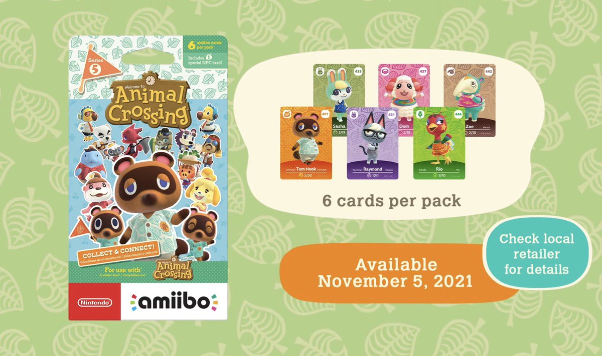 ACPocketNews's tweet photo. #AnimalCrossing: New Horizons - Series 5 will be available on November 5th. Will feature 48 cards. https://t.co/ZV07c5ZPG2