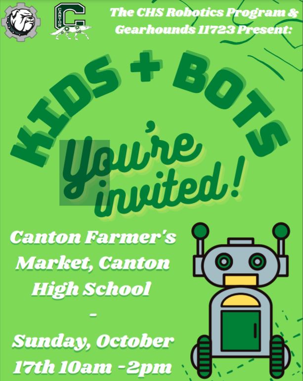 KathleenHealey3's tweet image. Kids + Robots = Fun
See you at the Canton Farmers Market on Sunday, Oct 17th from 10 am to 2 pm! #CantonRobodogs #CFM #CantonGearHounds