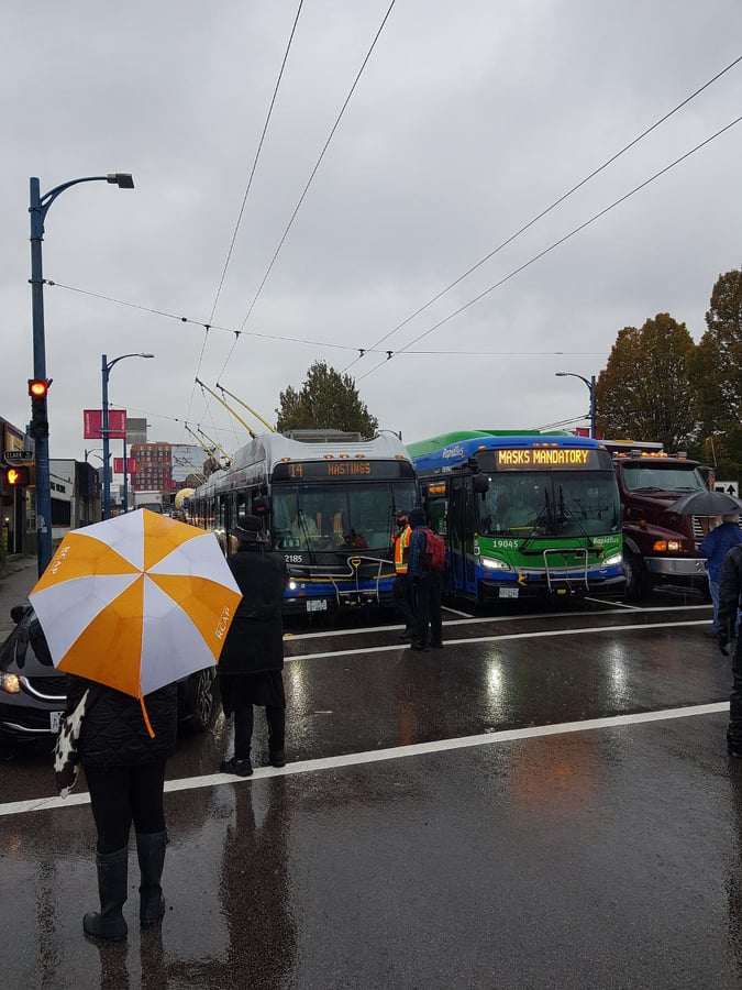 TomKhruisehchev's tweet image. All out for Wet'suwet'en at the Port of Vancouver NOW! Clark and Hastings, please share widely.
