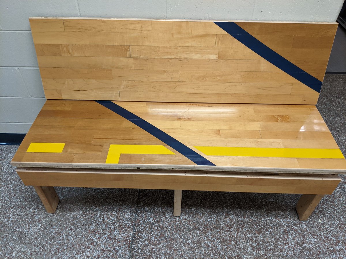 DMSPanthersPAL's tweet photo. Recently, I have seen so many examples of the caring, supportive, student-centered environment we continue to work on everyday at DMS!  Check out that bench that students made out of the old High School gym floor!
@DeWitt_Panthers
#MakeConnections https://t.co/F7EQzEfNzn
