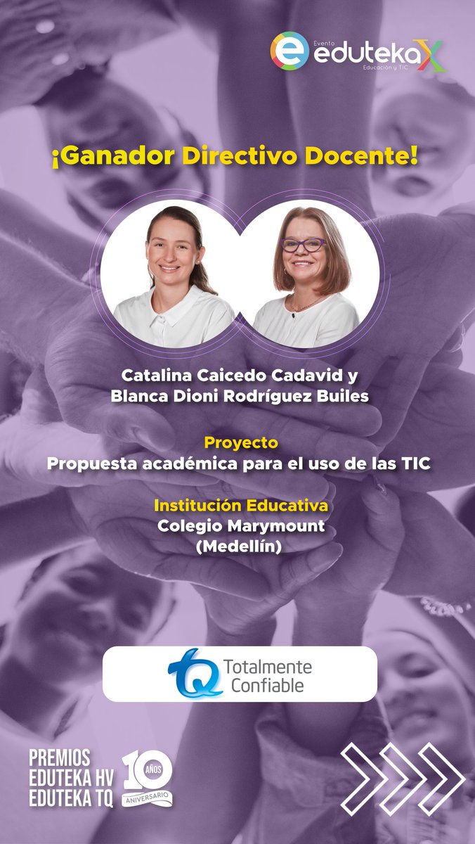 eduteka's tweet photo. ¡Felicitamos a los ganadores de la décima versión del evento Eduteka que participaron en los premios Eduteka HV y Eduteka TQ!

Muchas gracias a todos los proyectos que se presentaron. Los invitamos a que se inscriban y participen en nuestra próxima versión.

#eventoeduteka https://t.co/lbYVXP5Wqk