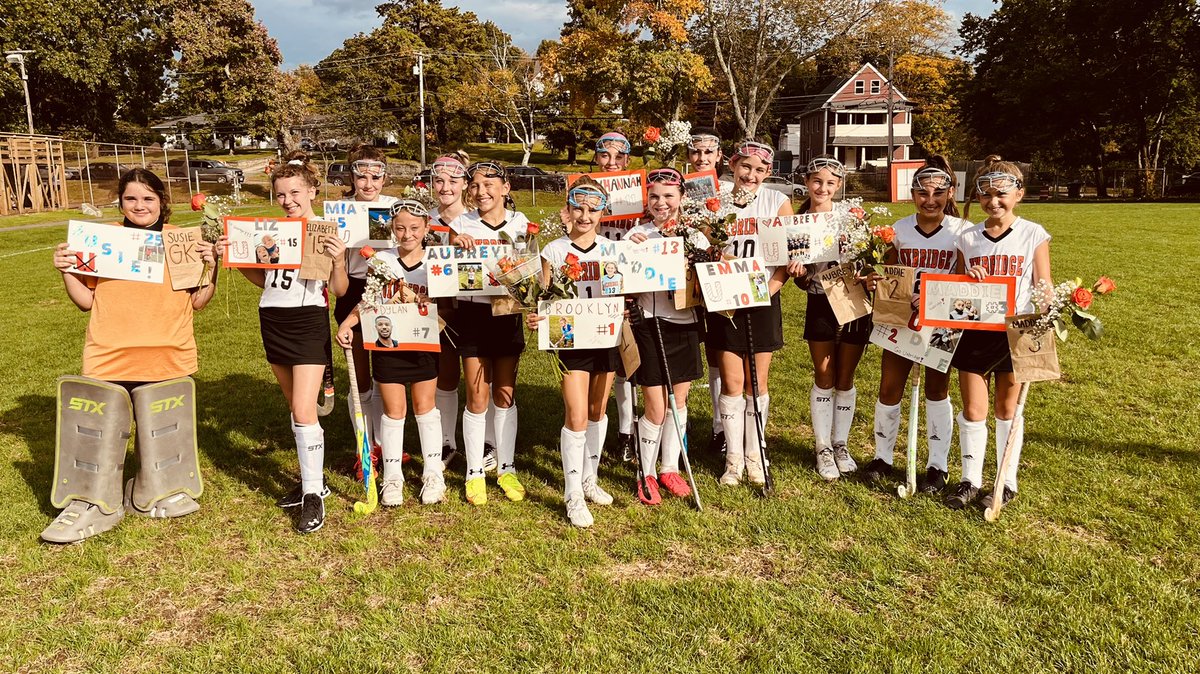 Celebrating our wonderful 7th grade Field Hockey athletes today before our game v. Miscoe. 🖤🧡#SpartanPride <a href="/UxbWhitin/">Whitin Intermediate School</a>