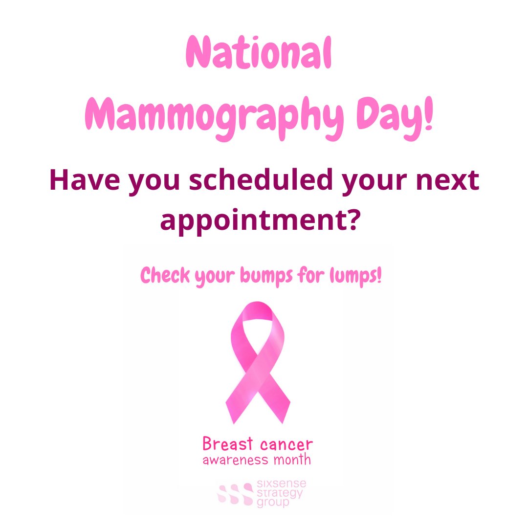 Today is National Mammography Day. A day on which women are encouraged to make a mammography appointment to have their breasts checked. 

Have you scheduled your next appointment? 

cancer.ca/en/cancer-info…

 #BreastCancerAwarenessMonth