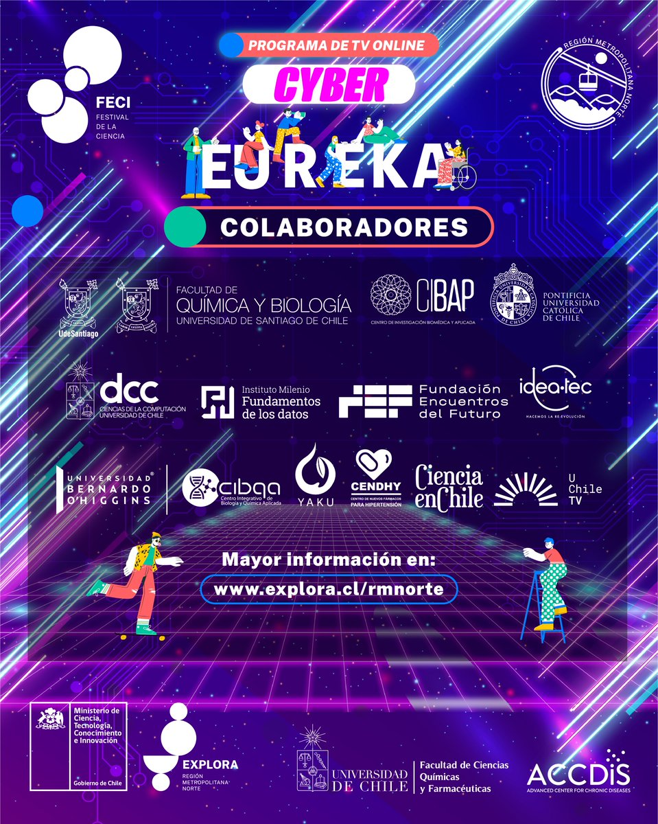 parexploranorte's tweet photo. ¡Falta poco para nuestro Festival de la Ciencia #CyberEureka! 🤩🙌🏻 #FECI2021 #FECIRMNorte
✅ Conversatorio “Agentes de cambio: Tecnología, innovación hecho en Chile”
✅ Charlas “CuriosasMENTES”
✅ Taller”Divertiquim” Y mucho más 🥳🙌🏻
Inscríbete 👉https://t.co/rc14uPp5Gm https://t.co/ZUrwTEGL2d