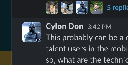 donjuancodes's tweet photo. I'm getting way too much pleasure out of changing my Slack profile to be a cylon #FrackYeah #BattlestarGalactica https://t.co/j5rGpjZ7xL
