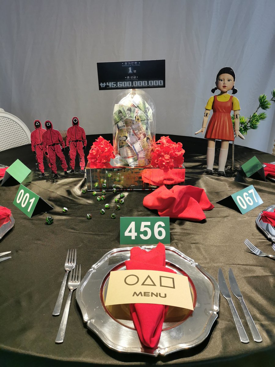 Squid Game Table Decor #Squidgame #SquidGames #squidgamenetflix #netflixkr  #netflixราคาถูก #NetflixTH #netflixหาร #Bitcoin #decoration #wedding  #Halloween