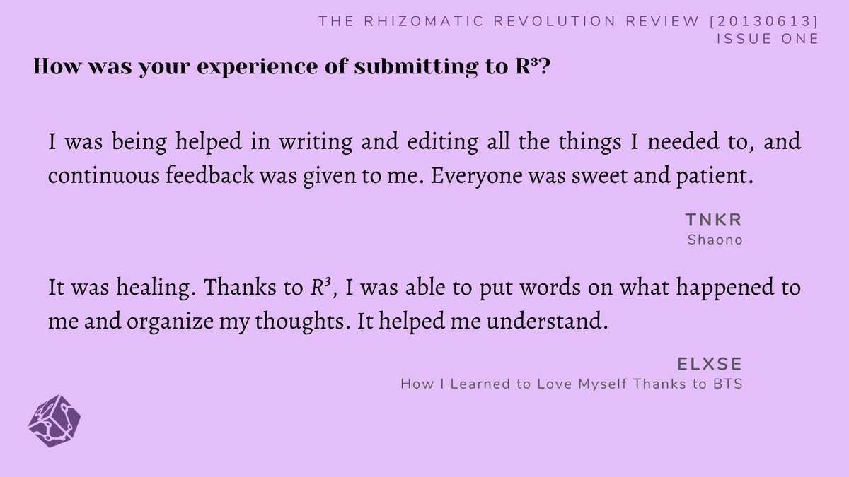 TheR3Journal's tweet photo. The submission process of R³ is smooth and feasible. Hear from some of the #R3_IssueOne & #R3_IssueTwo authors of @ther3journal about their experience. https://t.co/bpSsHtQx1M